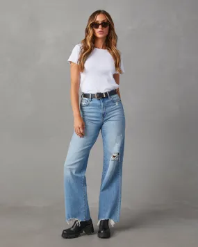 Lohan High Rise Distressed Wide Leg Jeans