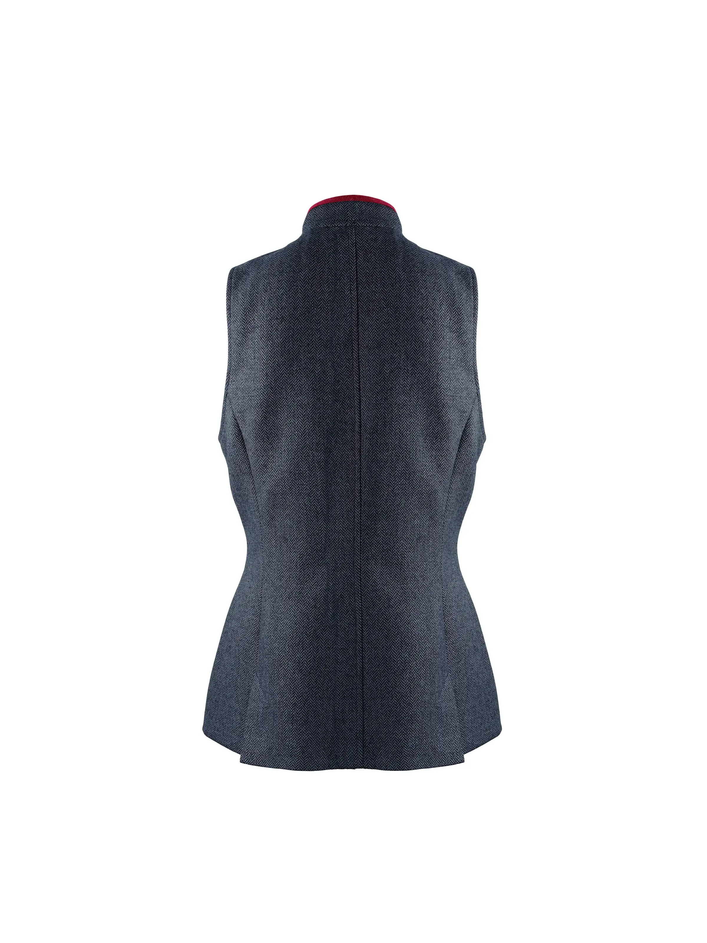 Madeline Gilet - Red & Navy Herringbone