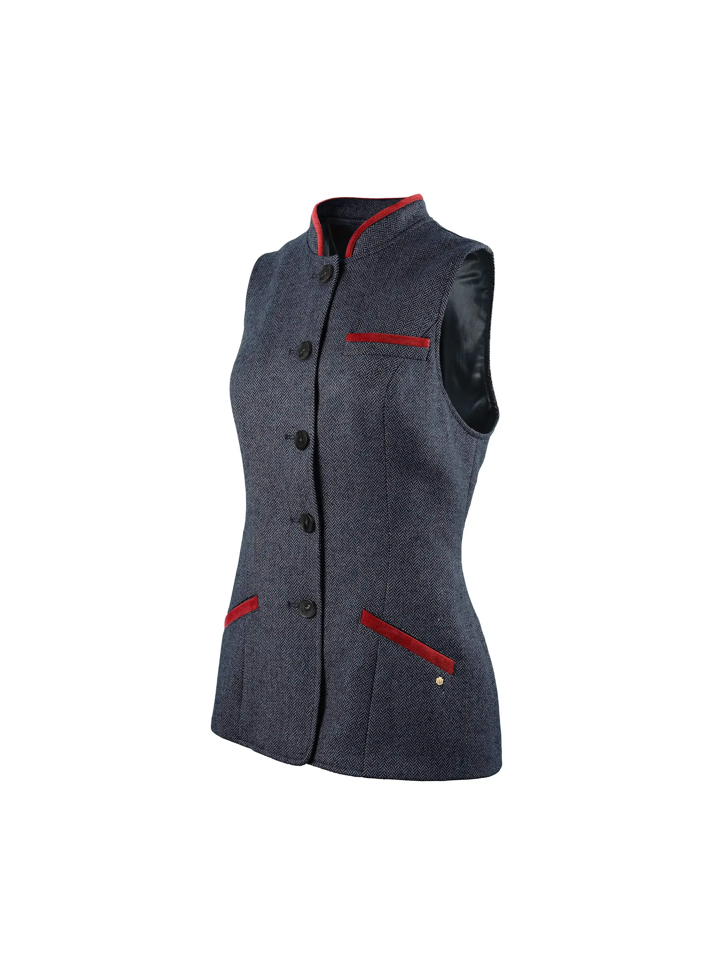 Madeline Gilet - Red & Navy Herringbone