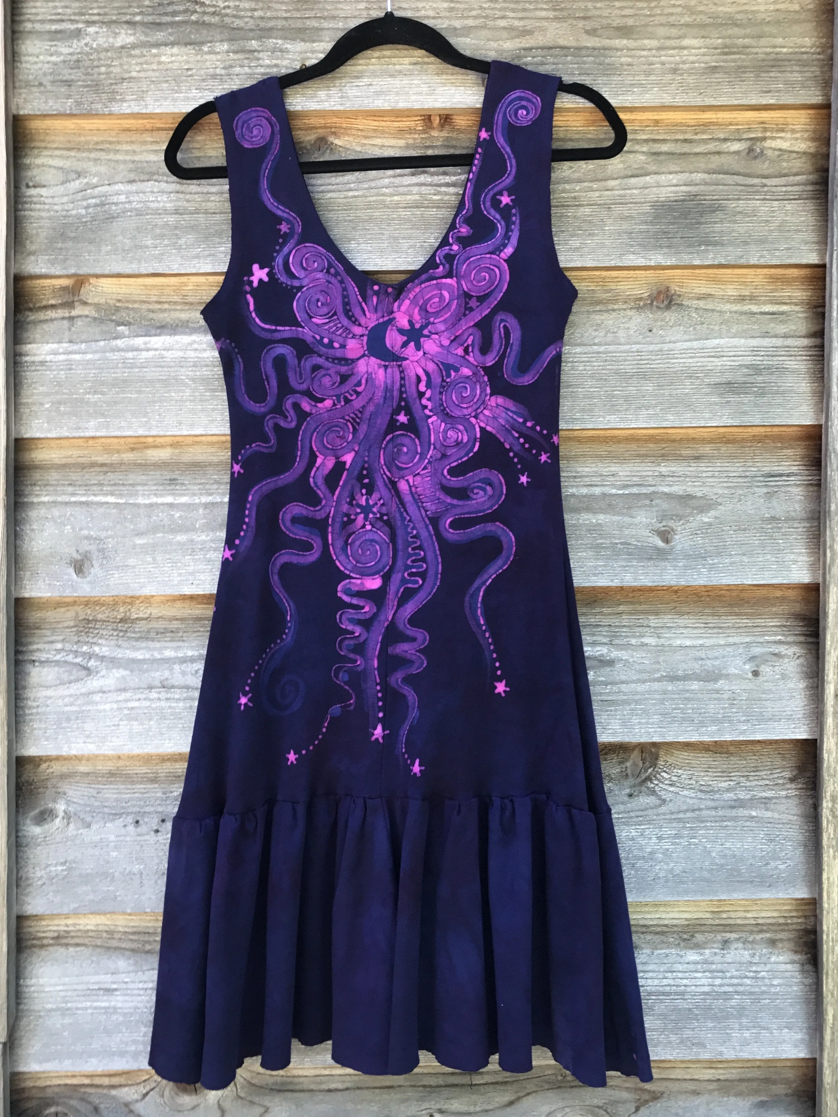 Magenta Moonbeams At Midnight Batikwalla Dress in Organic Cotton - Size Small/Medium