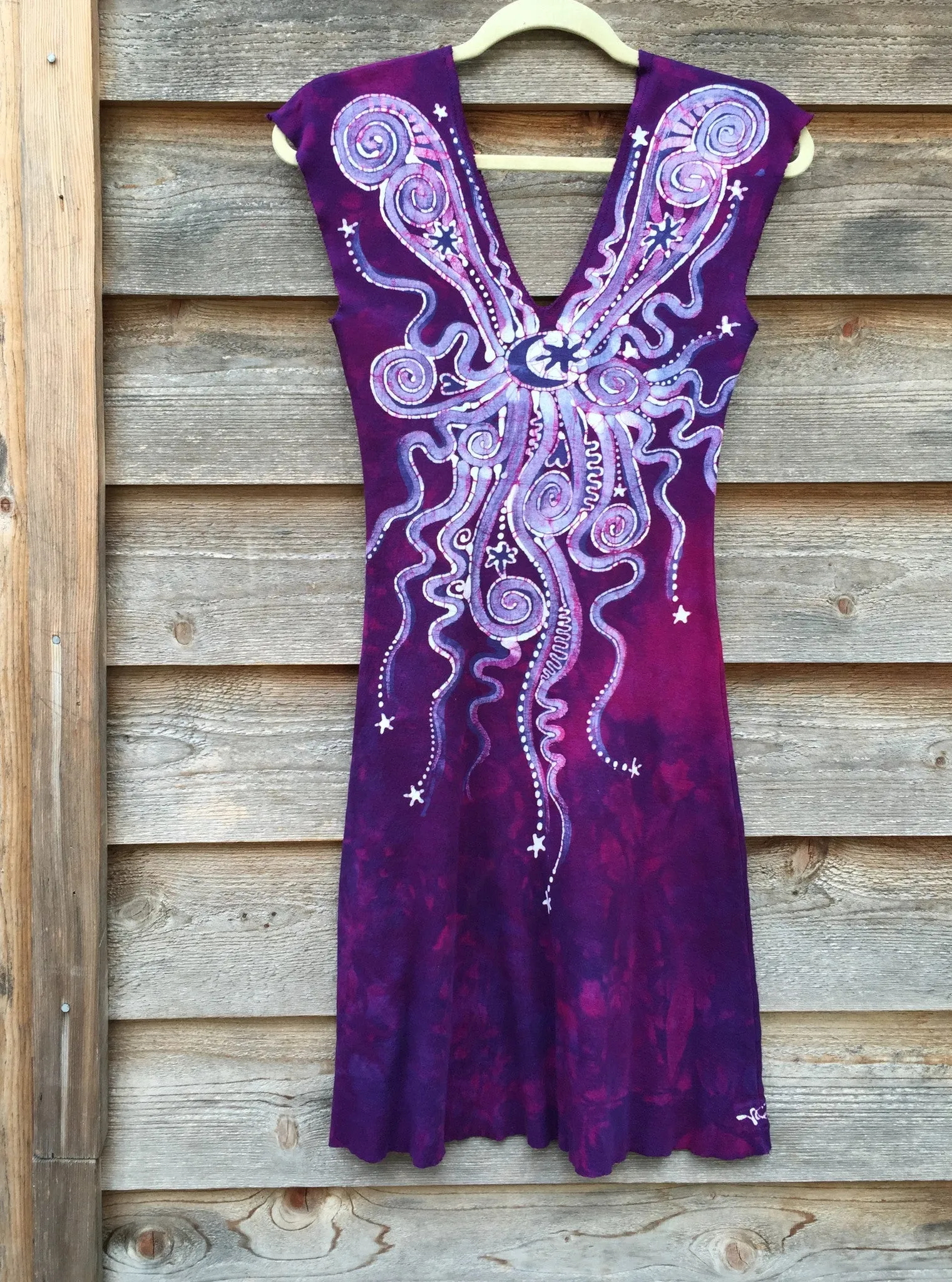 Magenta Moonburst Organic Cotton Batik Dress