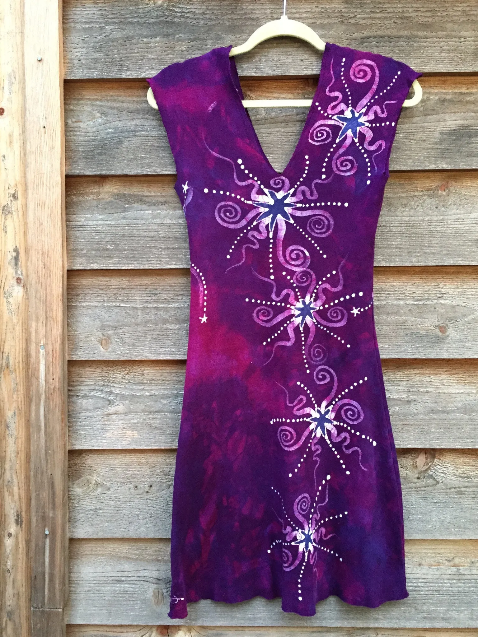 Magenta Moonburst Organic Cotton Batik Dress