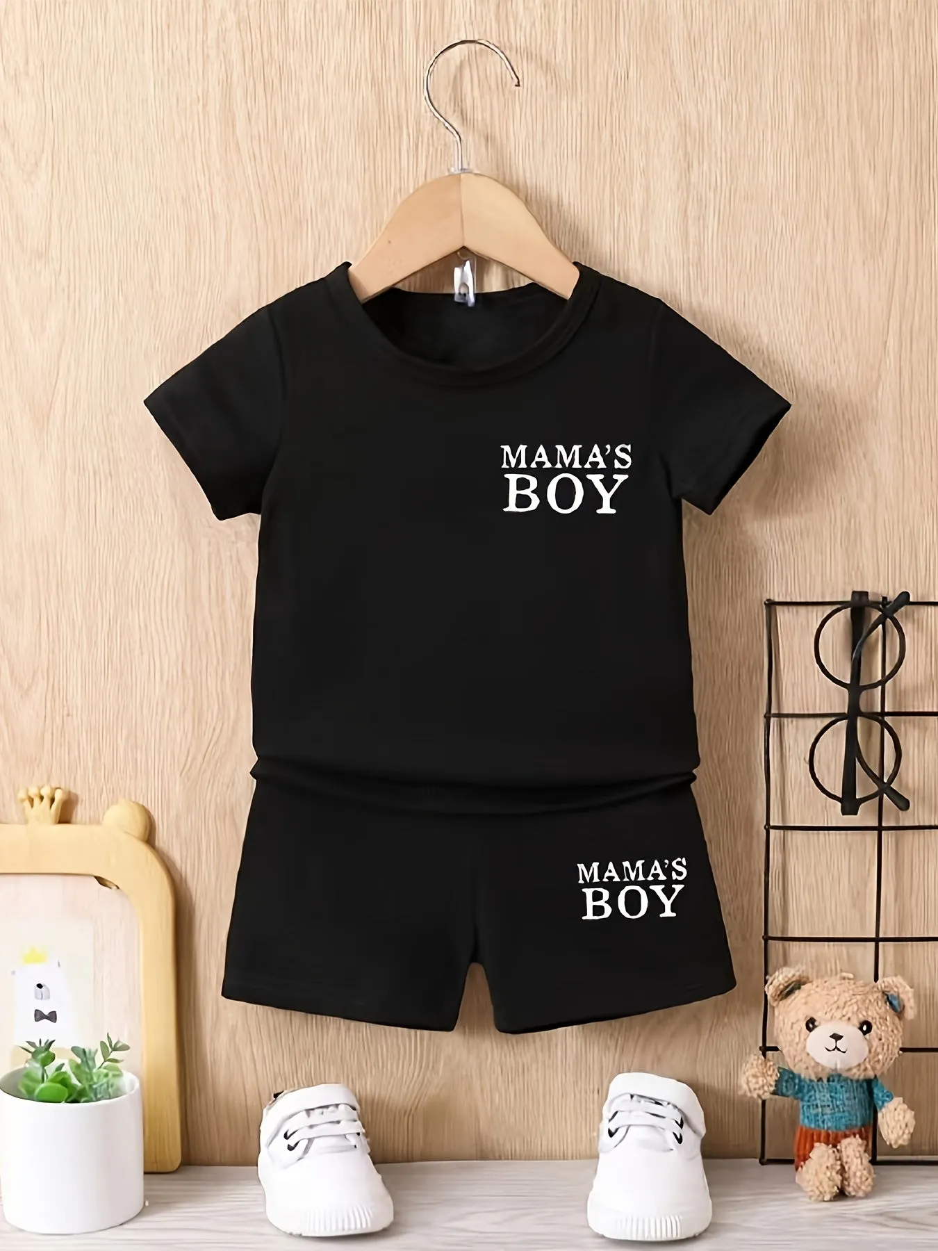 Mamas Boy Printed Tshirt  Shorts Set for Baby Boys