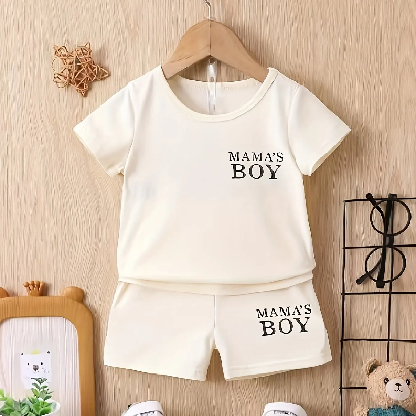 Mamas Boy Printed Tshirt  Shorts Set for Baby Boys