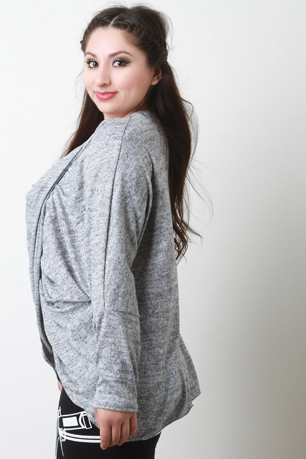 Marled Knit Twisted Sweater Top