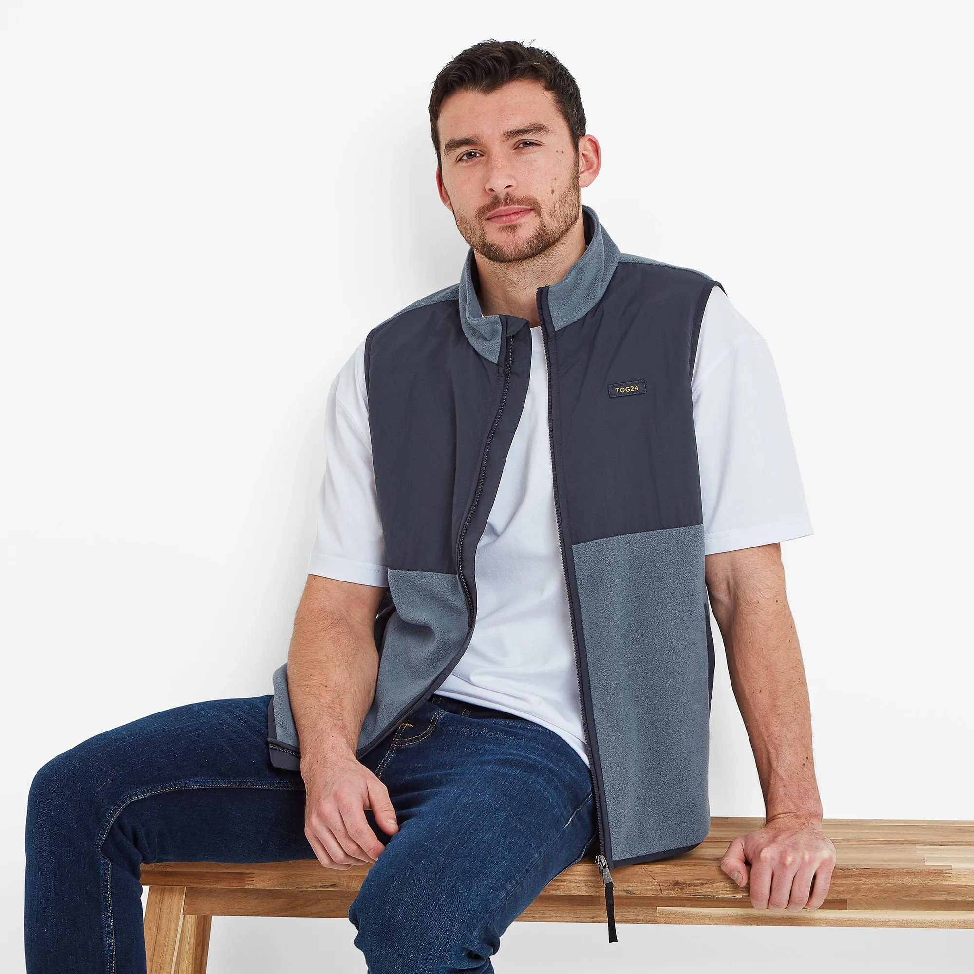 Marray Mens Fleece Gilet - Steel Blue/Indigo