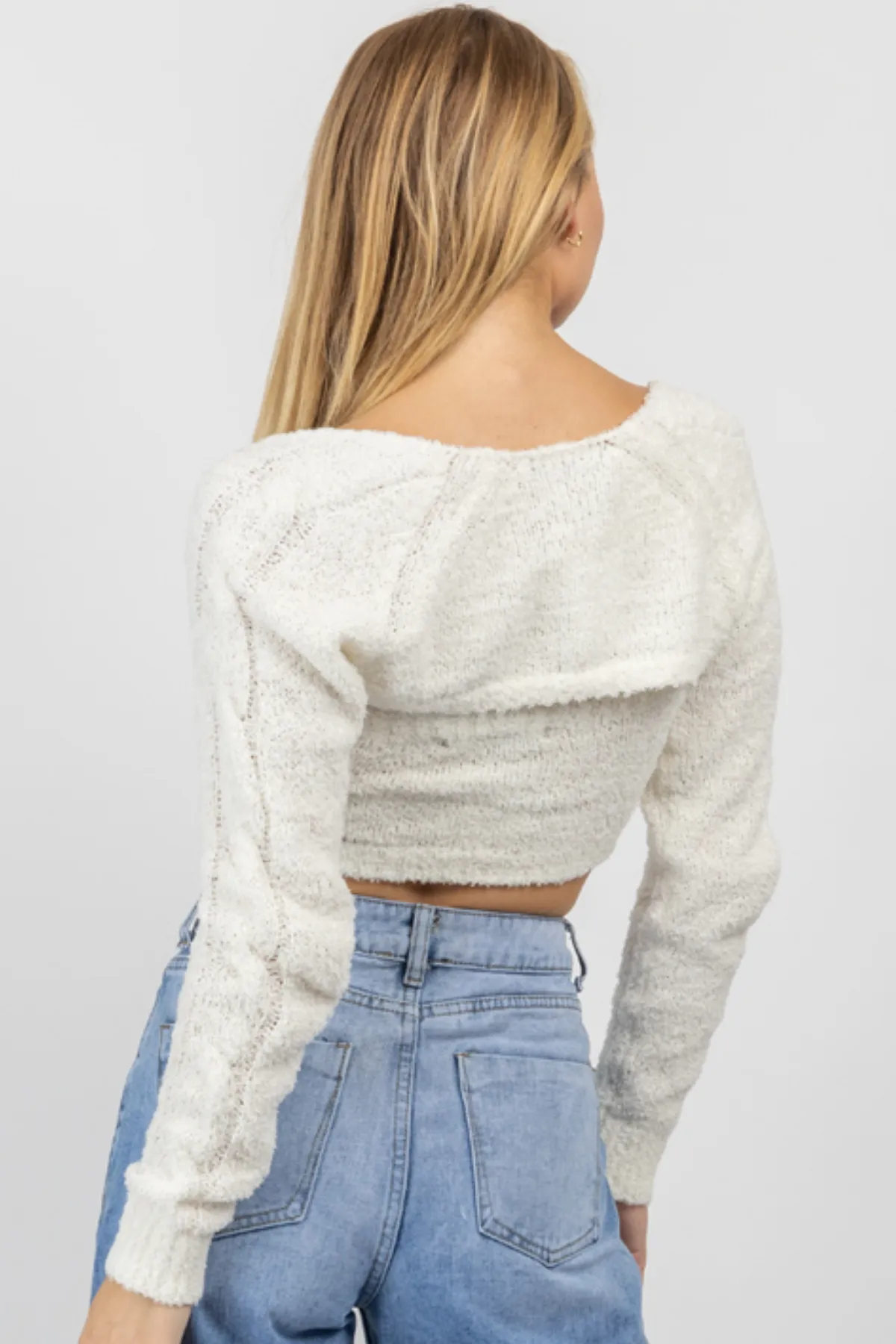 MATCH MADE IVORY FUZZY BOLERO TOP