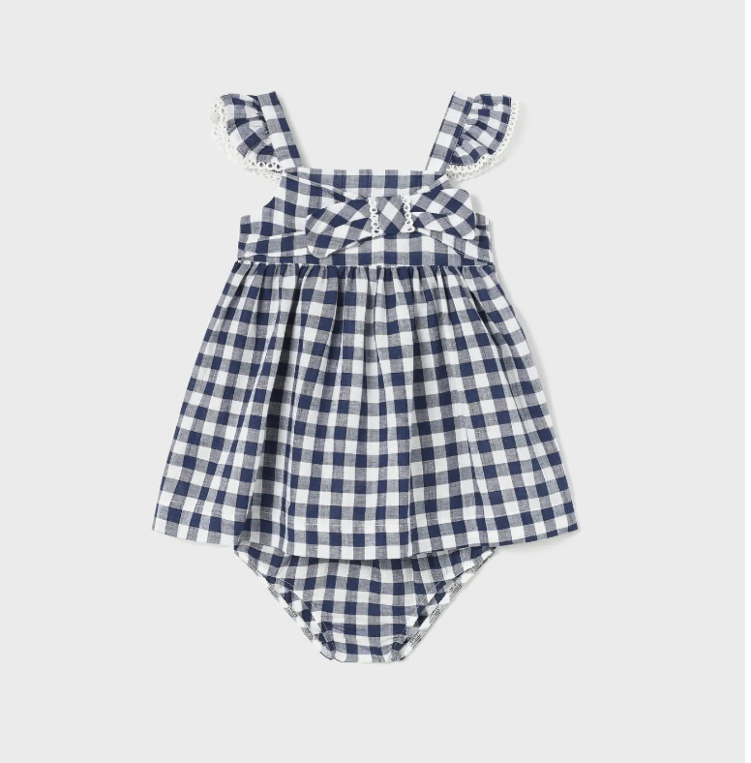 Mayoral Baby & Toddler Girls Navy and White Checked Dress