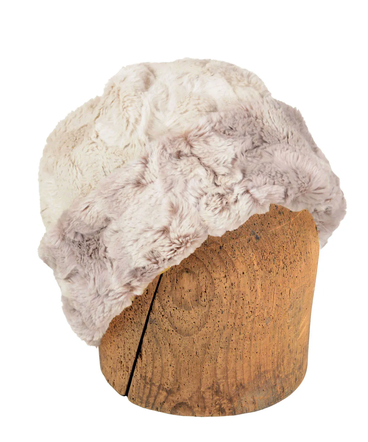 Men's Beanie Hat, Reversible - Luxury Faux Fur in Café Au Lait