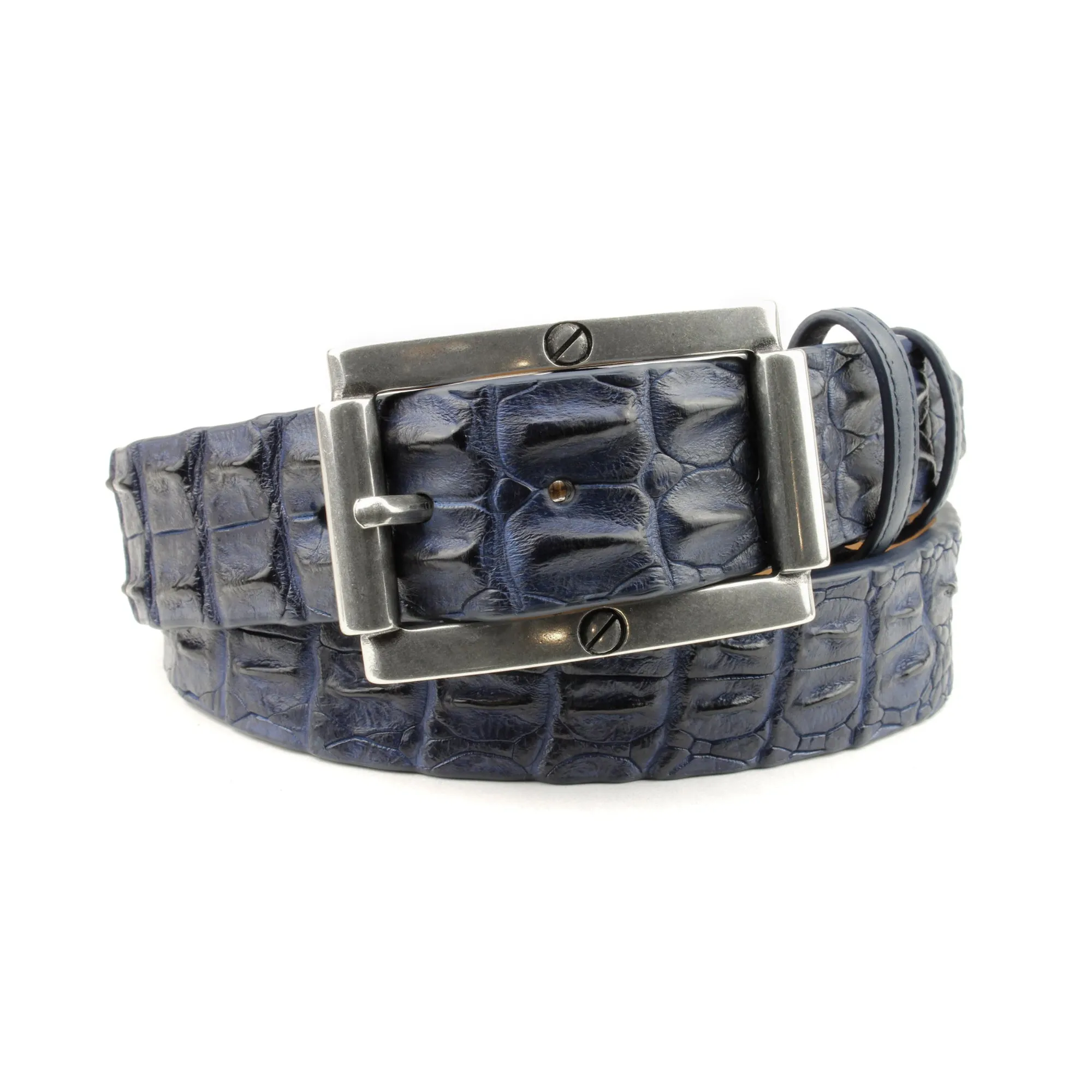 Midnight Blue Porosus Crocodile Back Belt