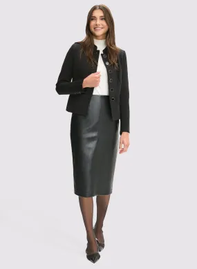 Military Jacket & Vegan Leather Pencil Skirt