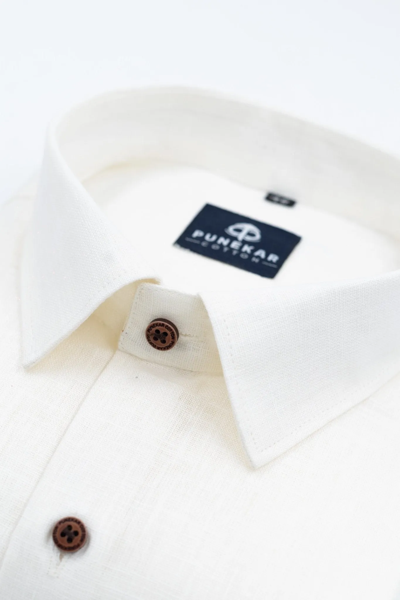 Milky White Color Linen Formal Shirts For Men