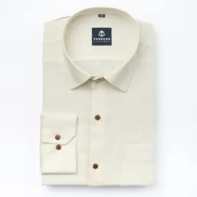 Milky White Color Linen Formal Shirts For Men