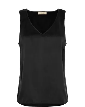 MMAstrid Silk V-Neck Top Black