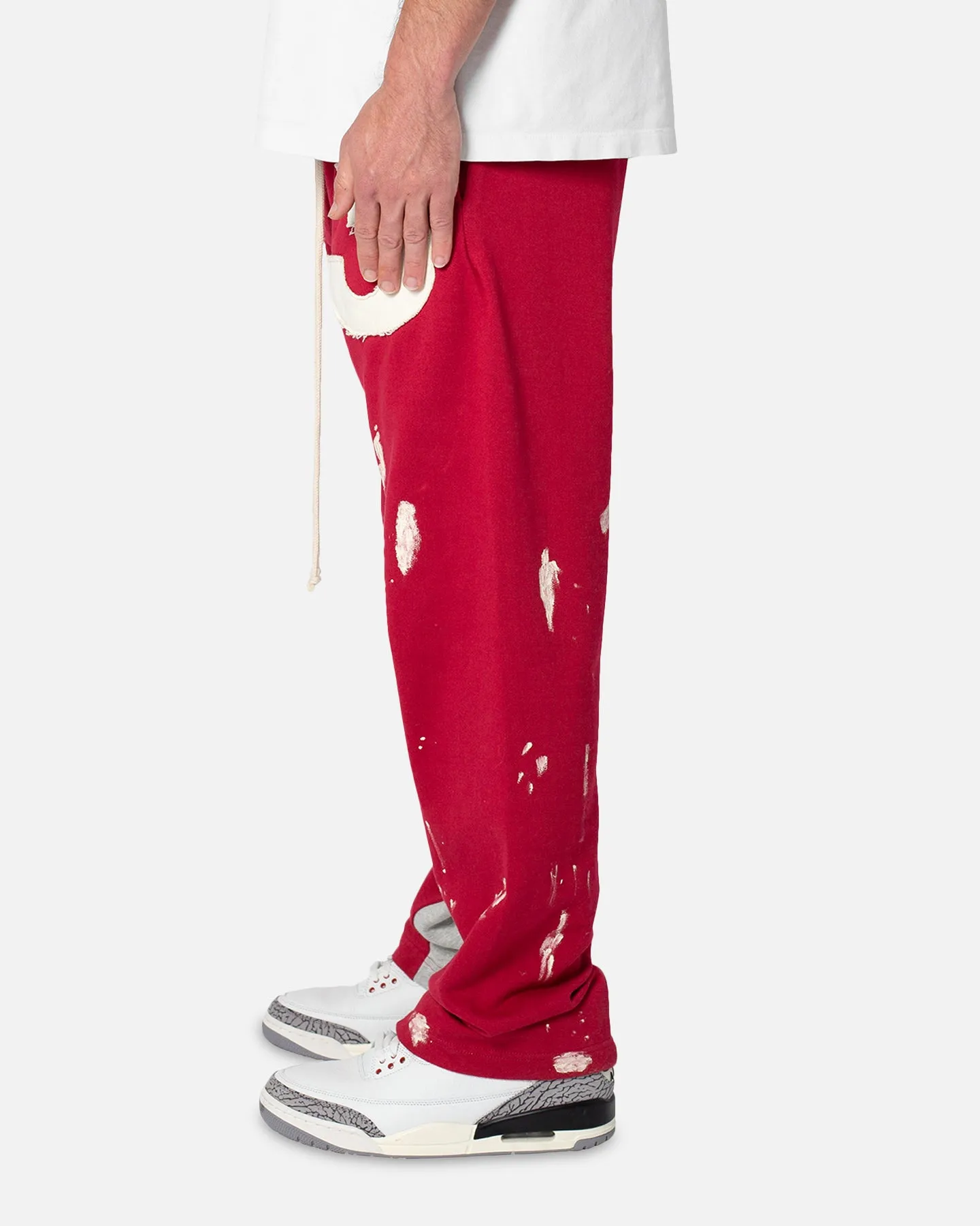 MNML 3 Patch Contrast Sweatpants Grey/Red