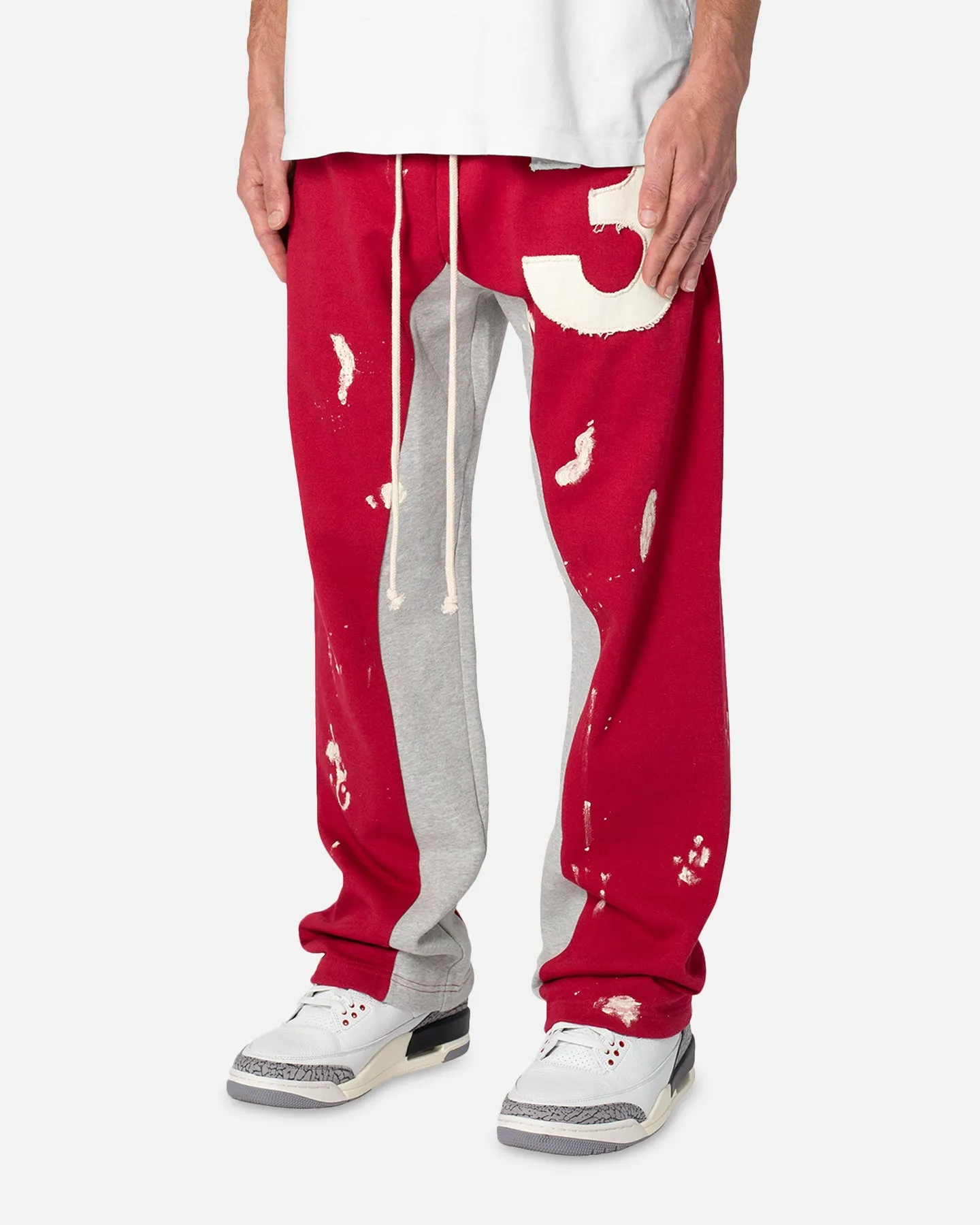 MNML 3 Patch Contrast Sweatpants Grey/Red