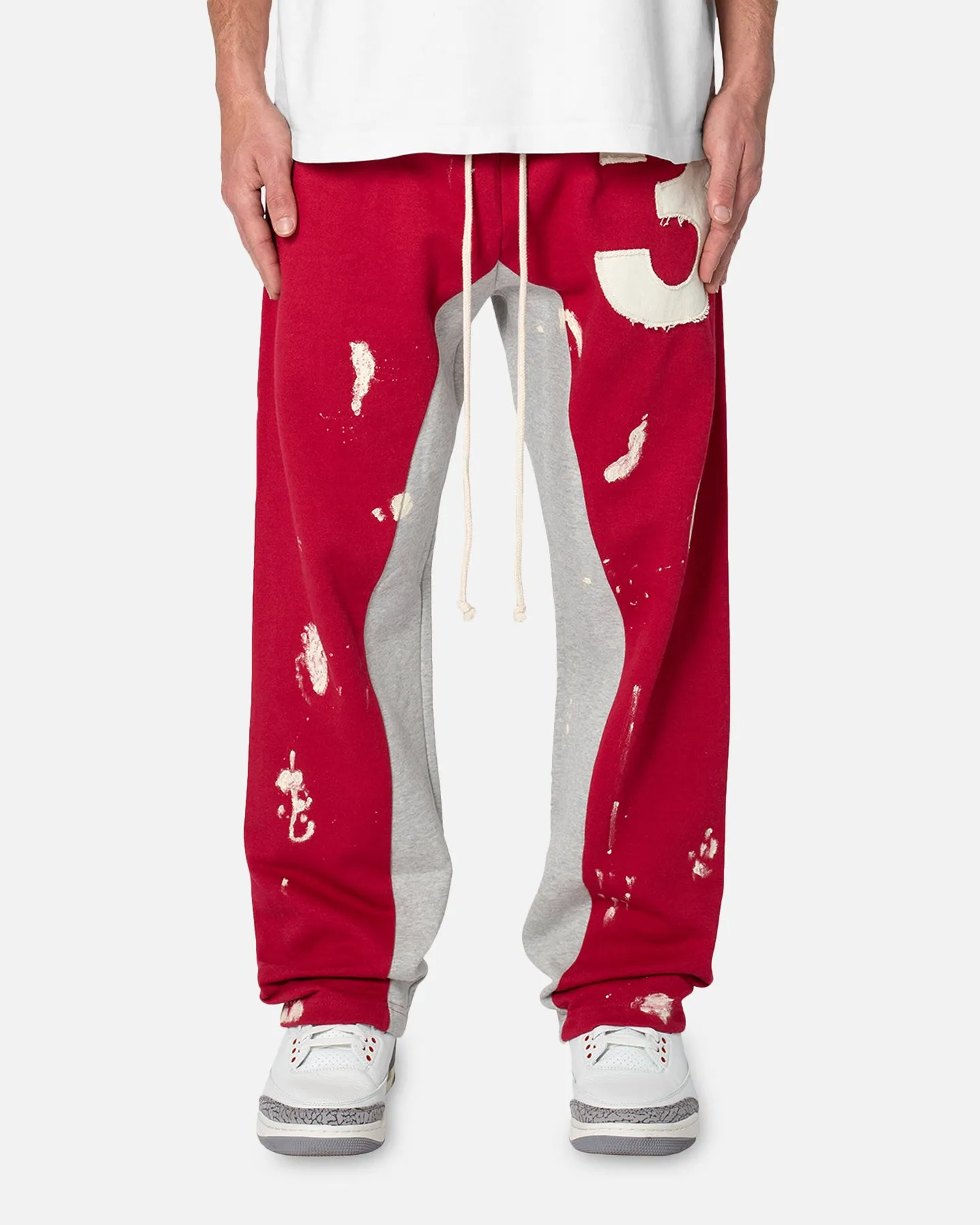 MNML 3 Patch Contrast Sweatpants Grey/Red