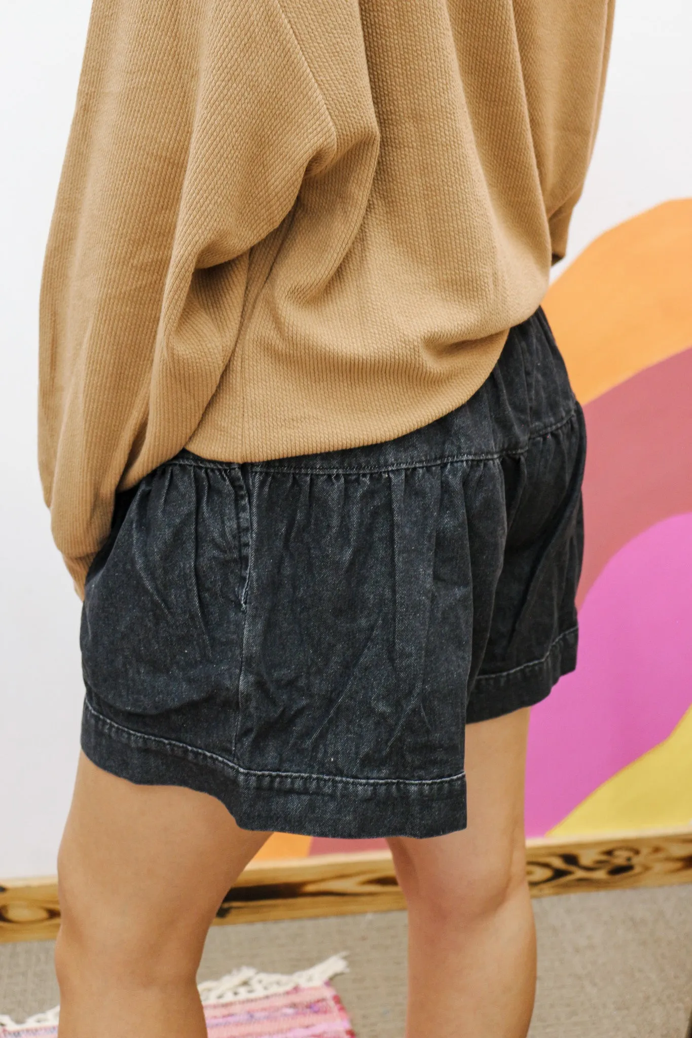 Moment In Time Black Denim Skort