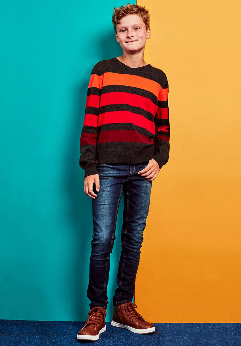 Multi Stripe V-neck Sweater