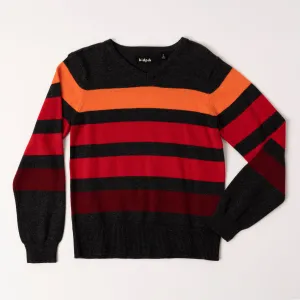 Multi Stripe V-neck Sweater