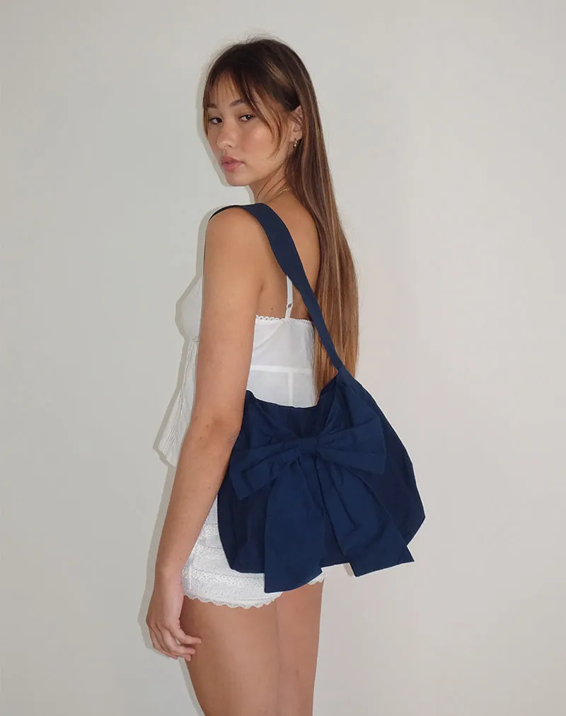 Nagi Bag in Navy with Navy Bow