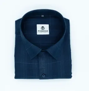 Navy Blue Color Pure Cotton Shirts For Men