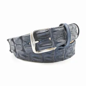 Navy Blue Porosus Crocodile Prong Belt