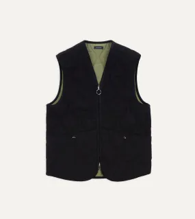 Navy Quilted Melton Wool Zip Vest