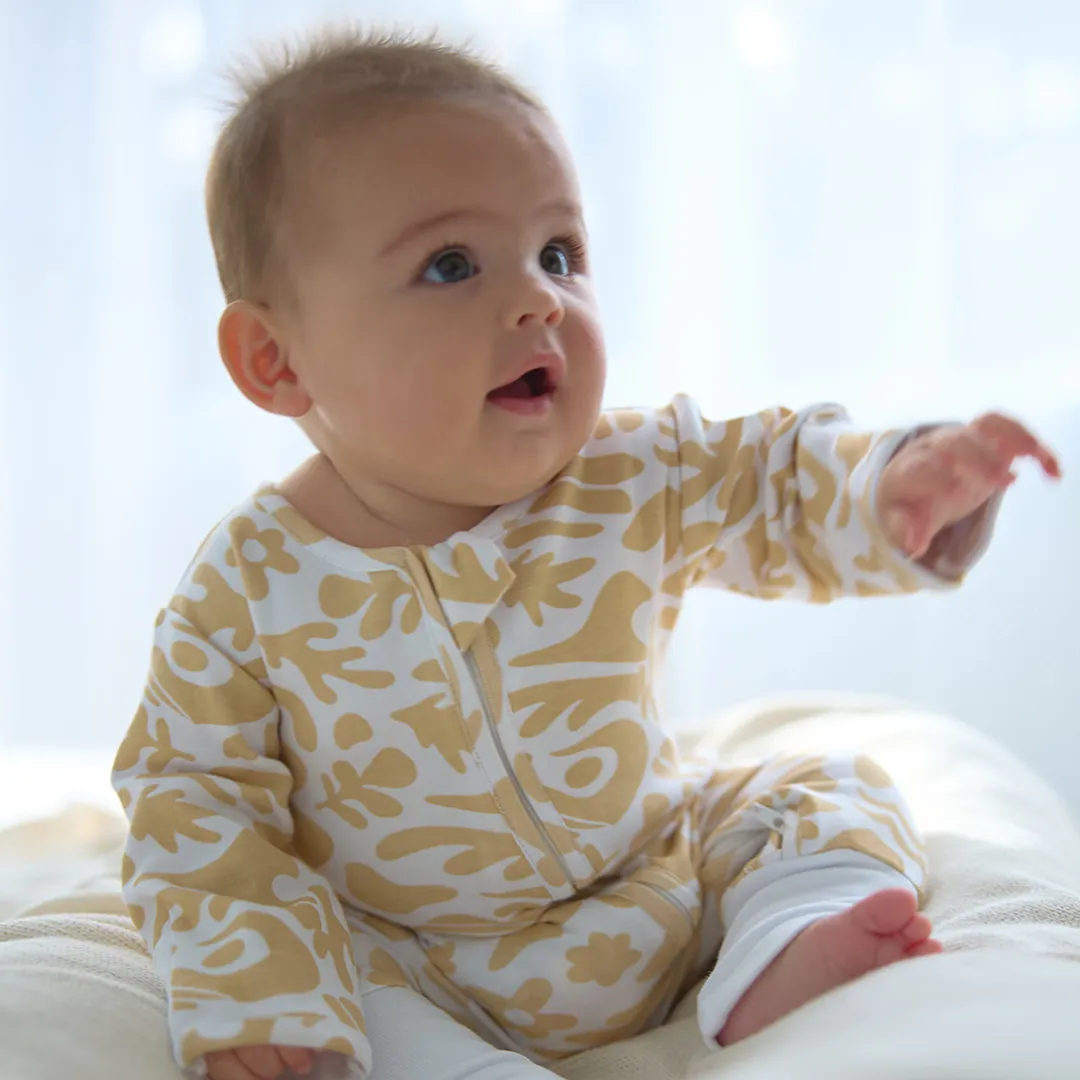 NEW Long Zippy Romper - Beige Swirl