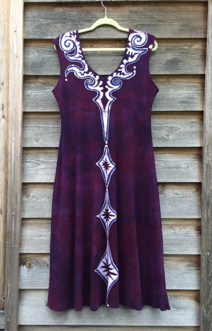 Octopus Tattoo in Deep Maroon Organic Cotton Batik Dress