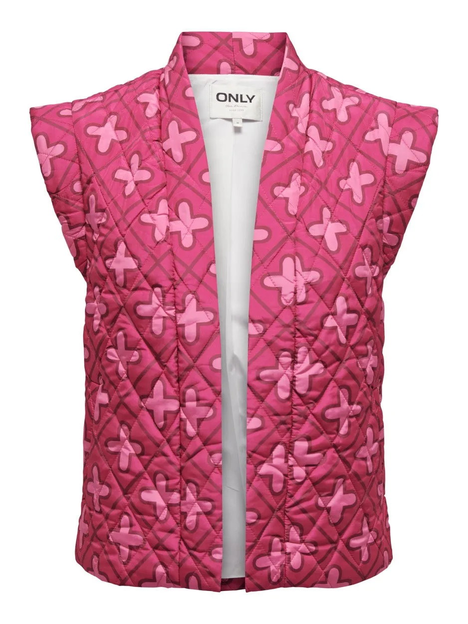 Onlcemma Aop Quilt Vest Pnt - Roze Dessin