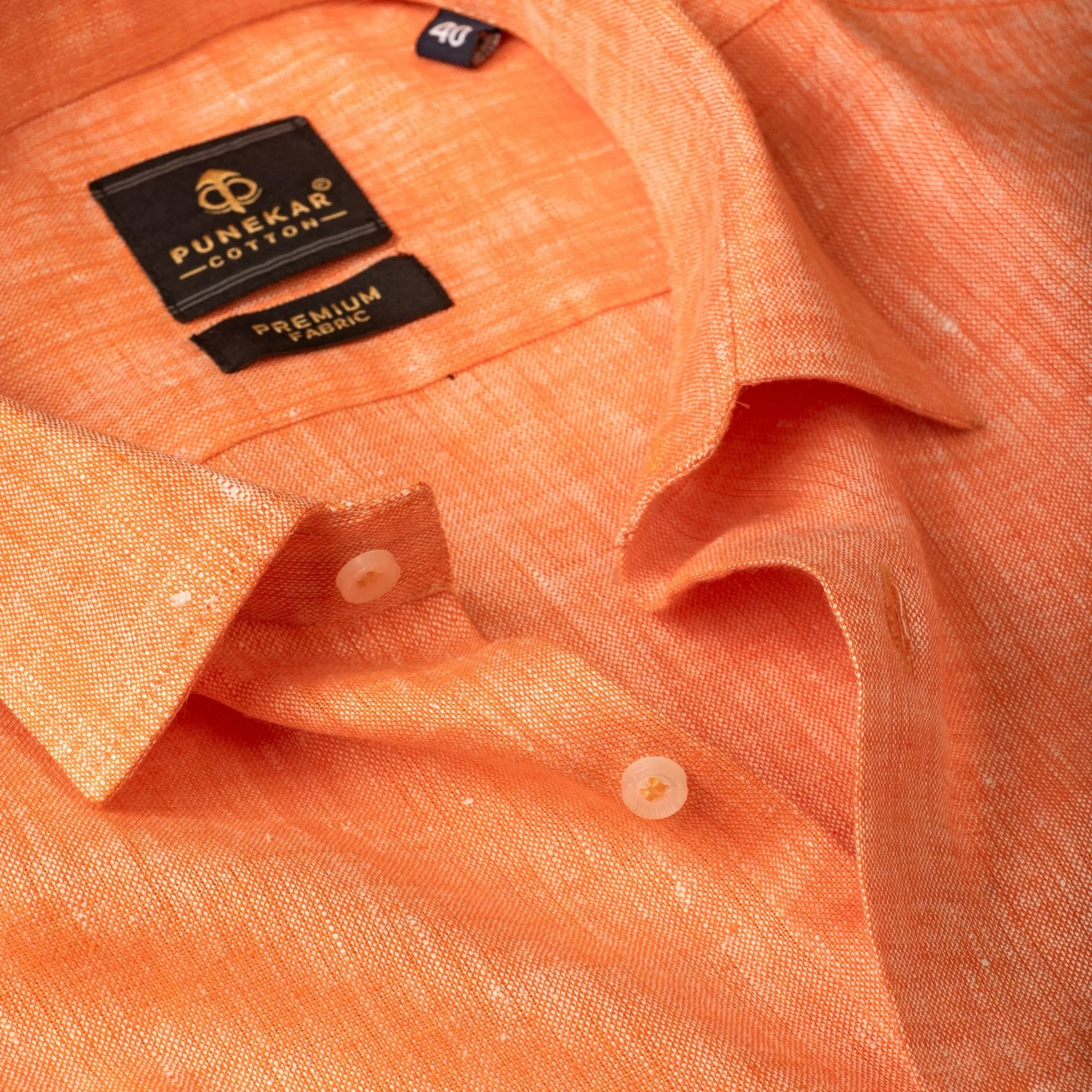 Orange Color Prime Linen Shirt For Men