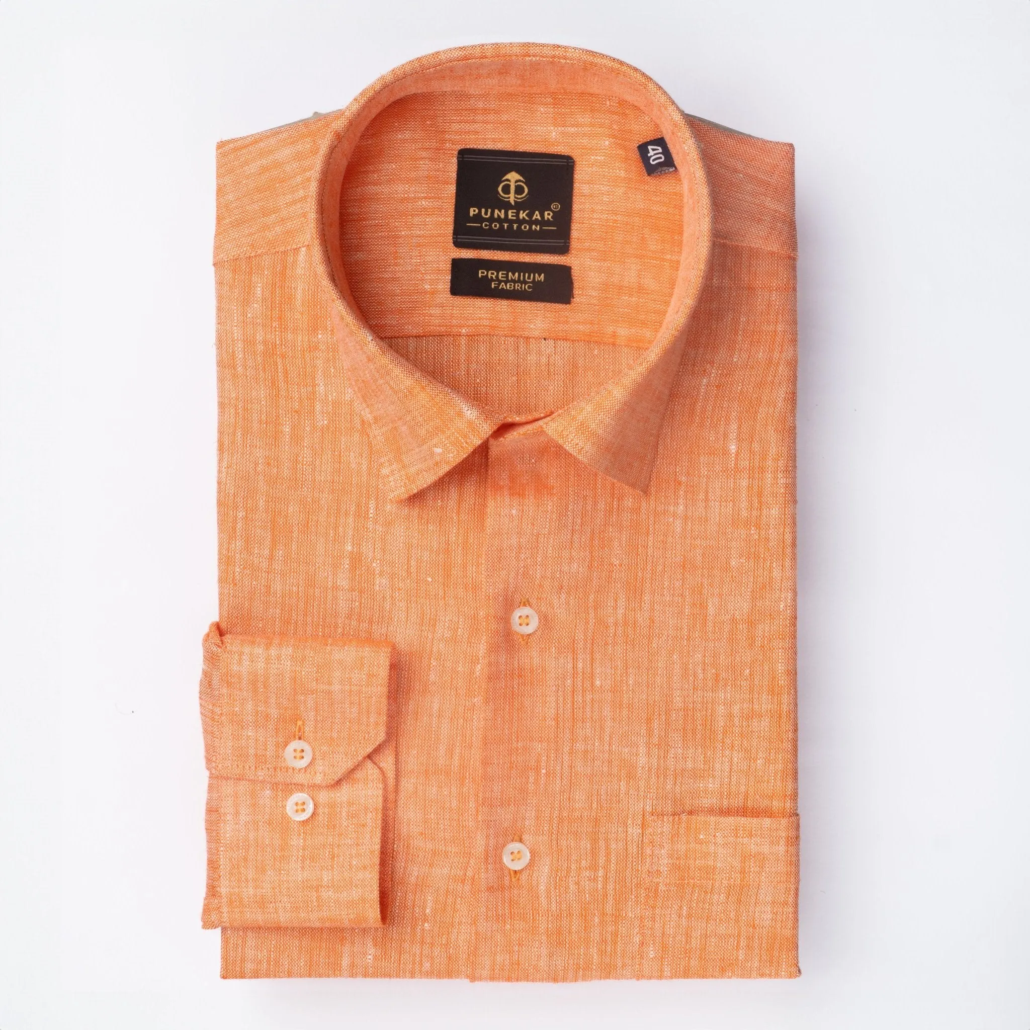 Orange Color Prime Linen Shirt For Men