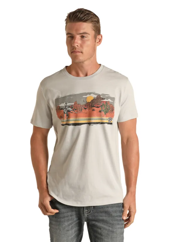 P9-3087 - Rock&Roll Denim Men's T-Shirt - Light Grey