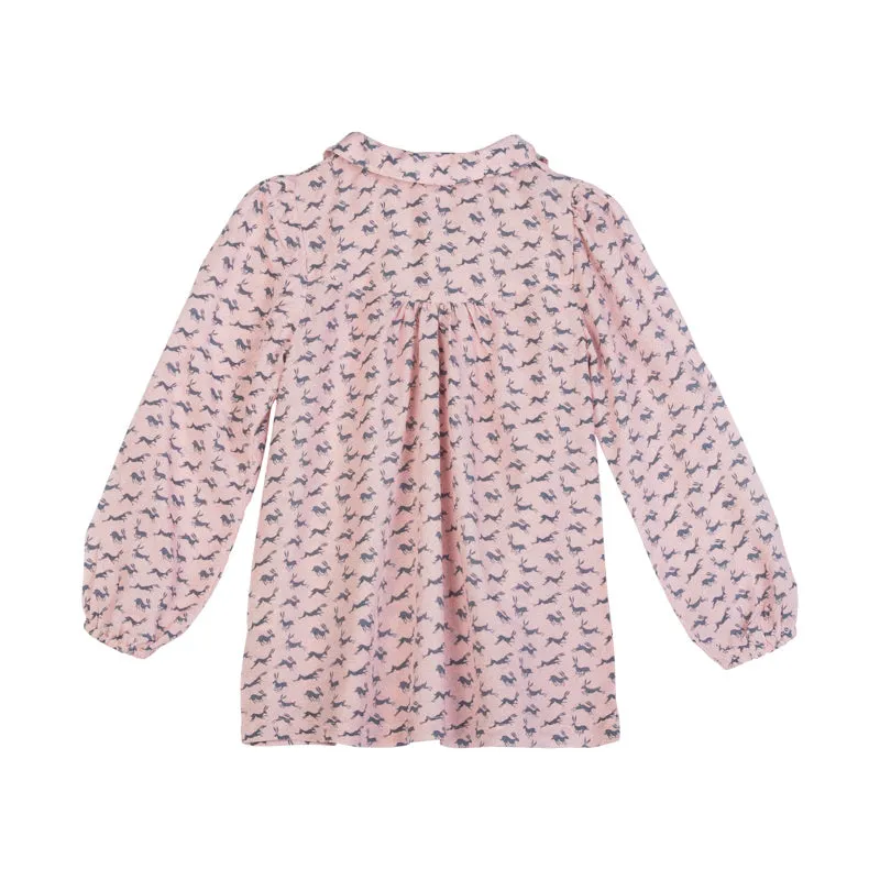 paper wings pink flower field smock top