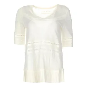 Patrizia Pepe Chic Linen Crochet Detail T-Shirt