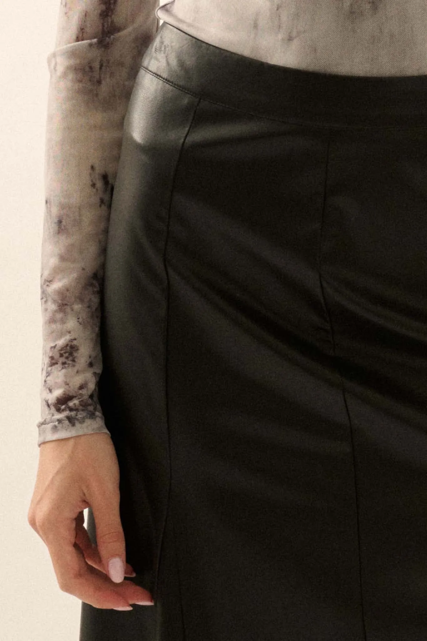 Perfectly Polished Vegan Leather A-Line Maxi Skirt