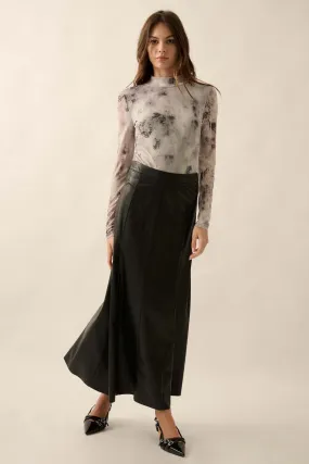 Perfectly Polished Vegan Leather A-Line Maxi Skirt