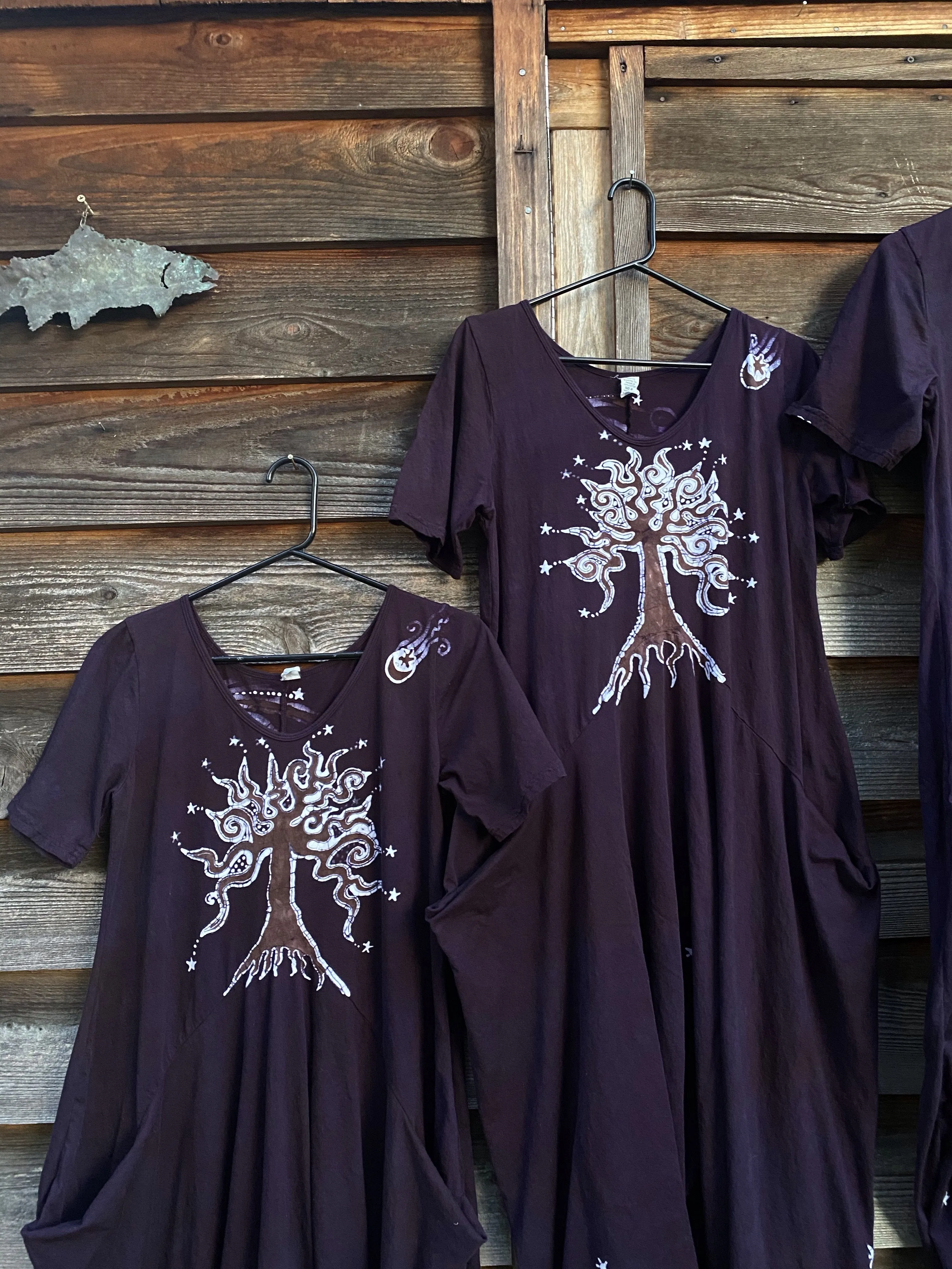 Plum Tree Moonlight Dancer in Deep Purple - Short Sleeve Batik Dress