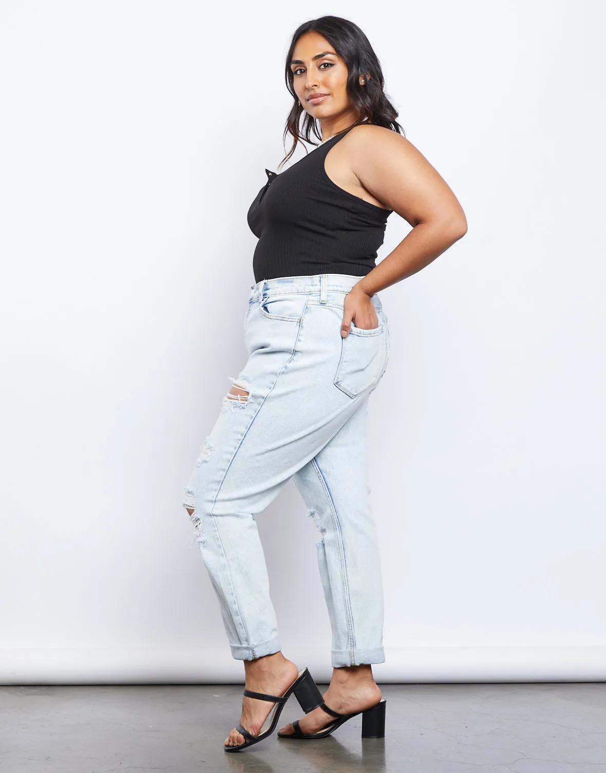 Plus Size Emmy Distressed Mom Jeans