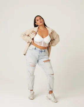 Plus Size Emmy Distressed Mom Jeans