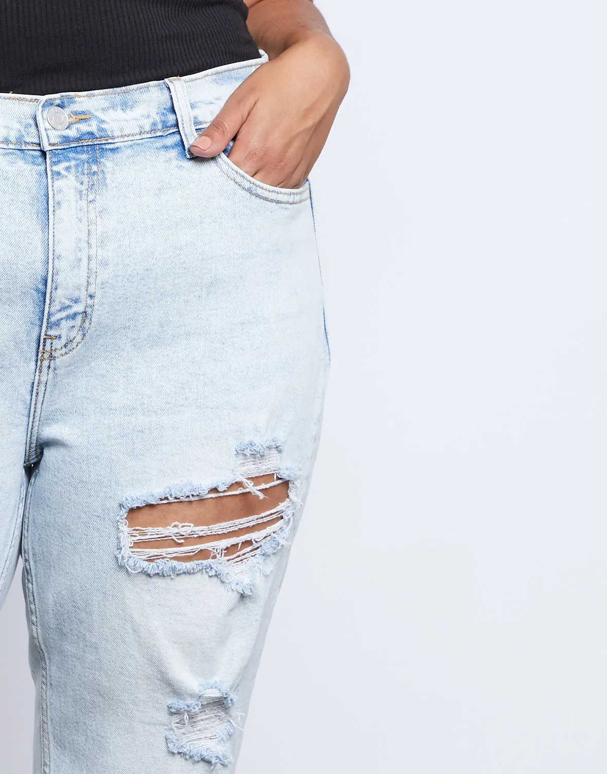 Plus Size Emmy Distressed Mom Jeans