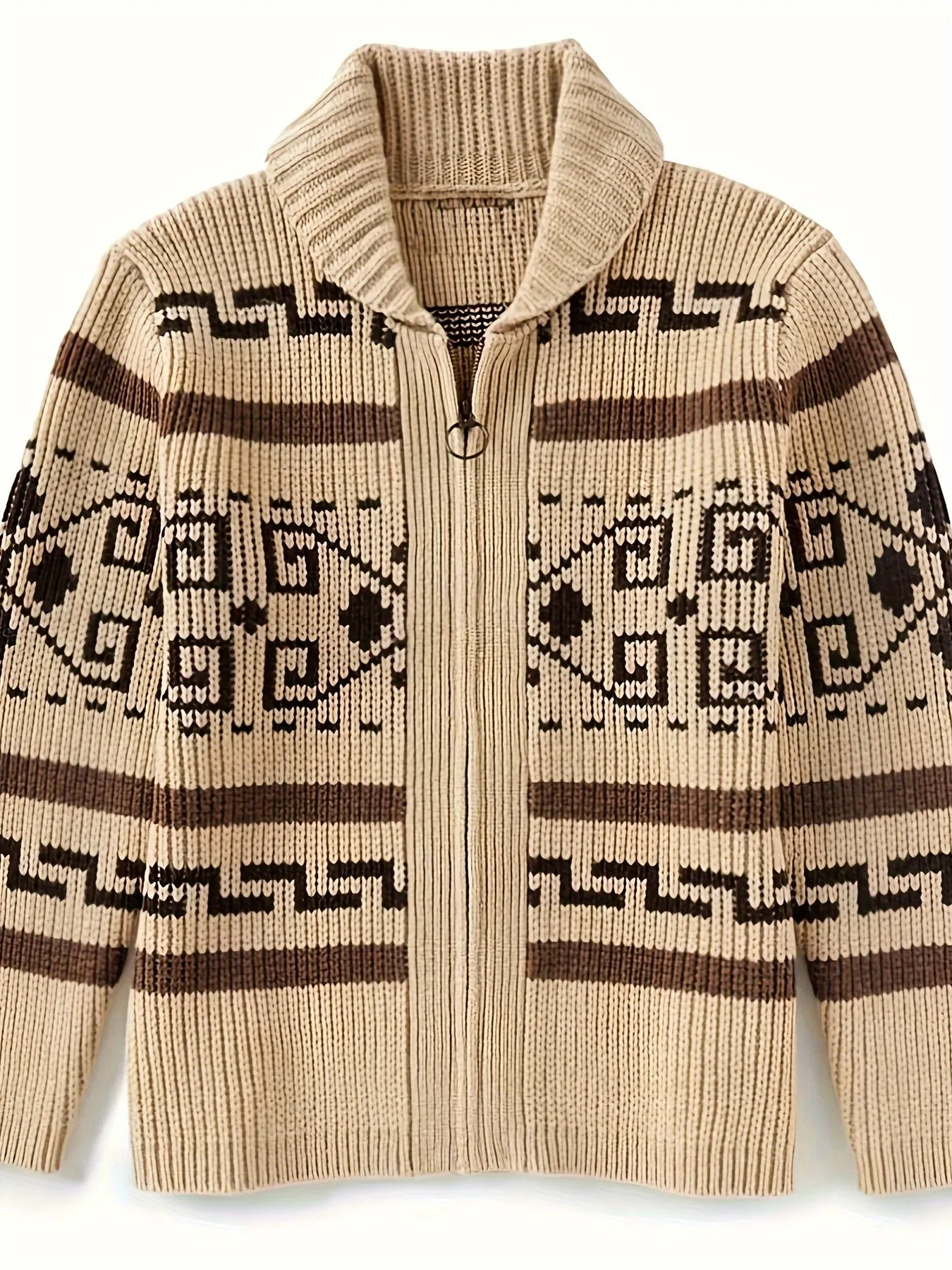 Plus Size Men's Cozy Jacquard Knit Cardigan Sweater - Soft, Warm, and Stylish with Zip Closure - Perfect for Fall and Winter Seasons