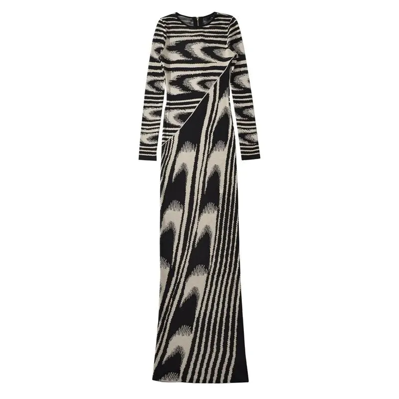 Pre Order:  Marbled Jacquard Knitted Long Dress