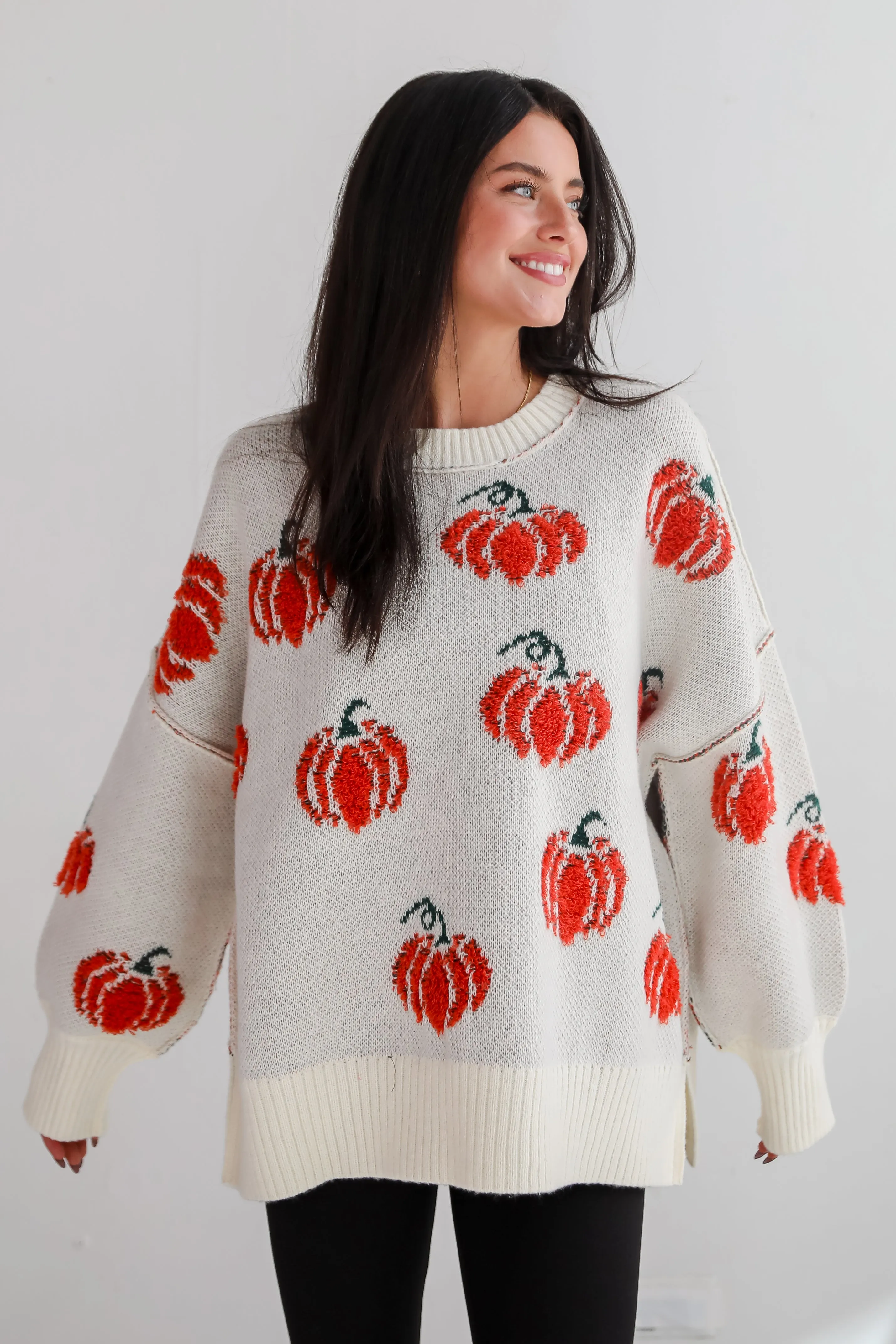 Pumpkin Patch Cream Oversized Sweater