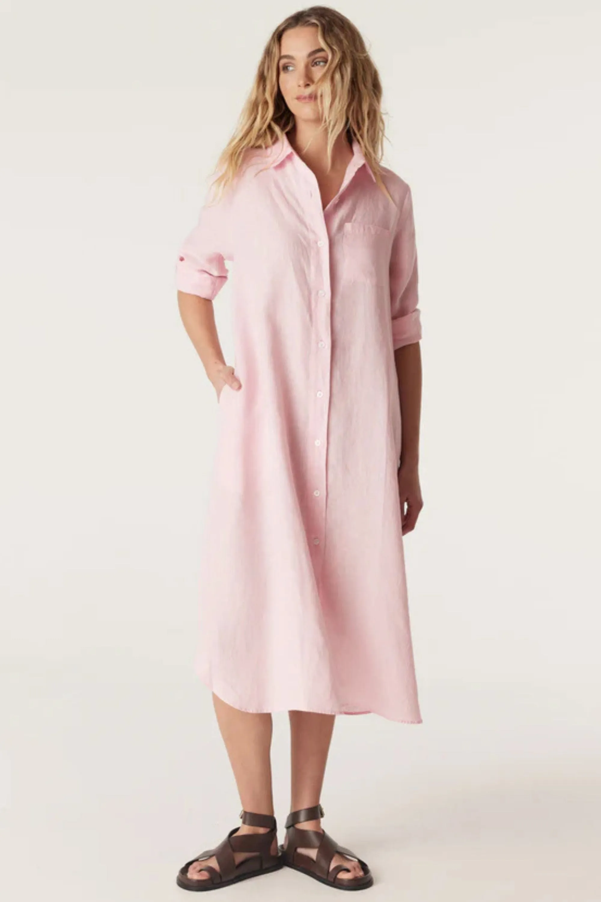 PURE LINEN SHIRT DRESS - CSS24659