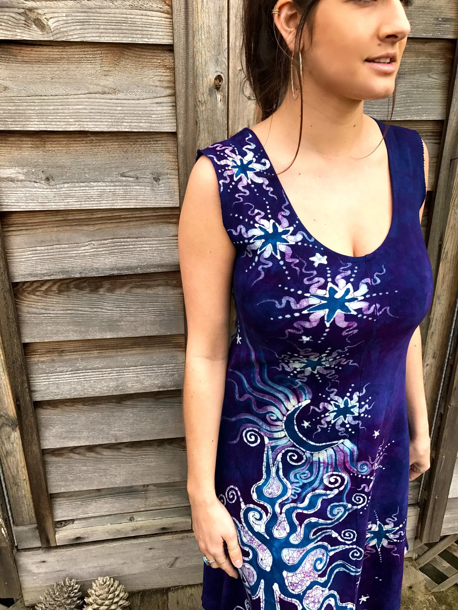 Purple Moondance Organic Cotton Batik Dress