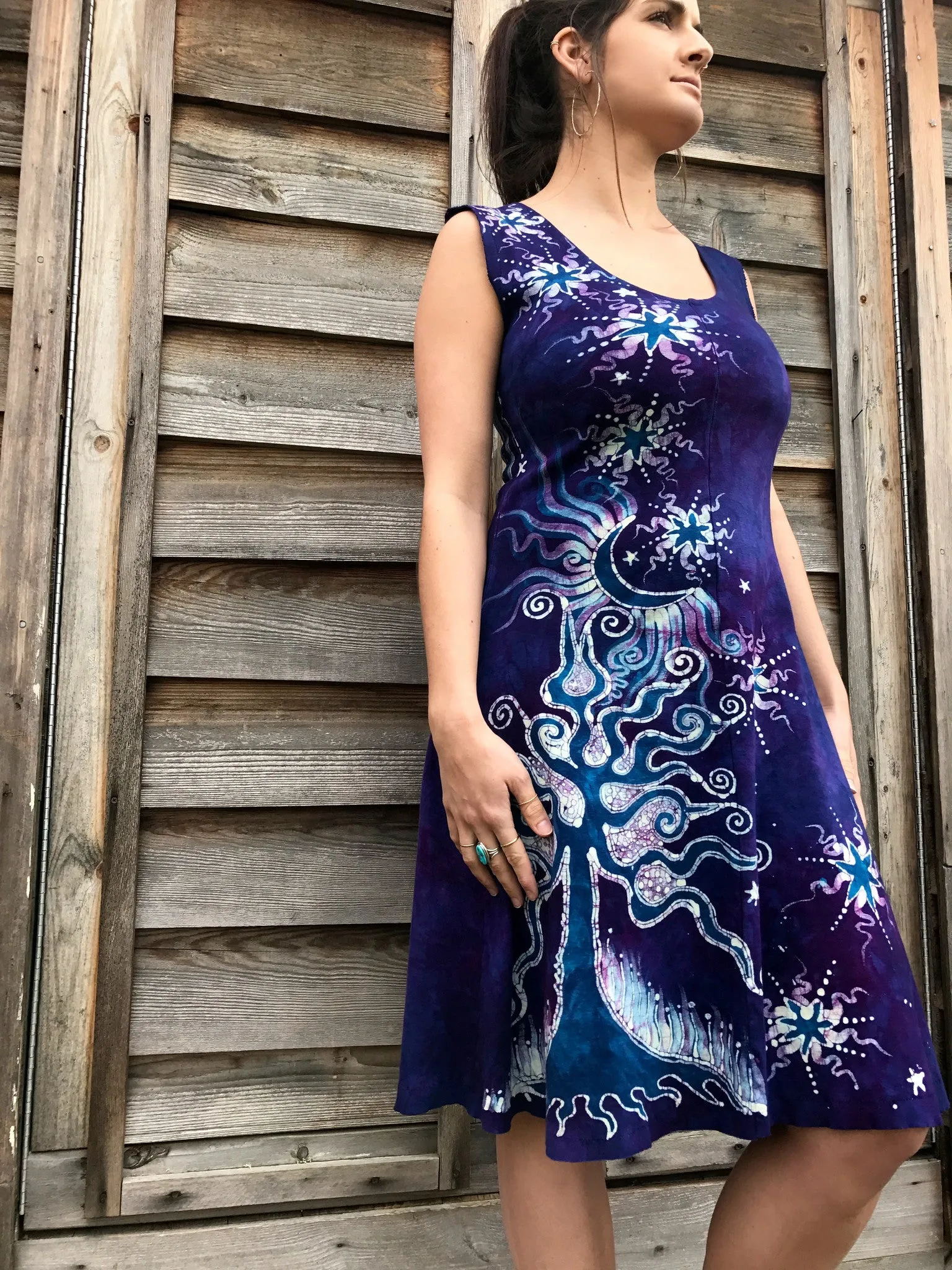 Purple Moondance Organic Cotton Batik Dress