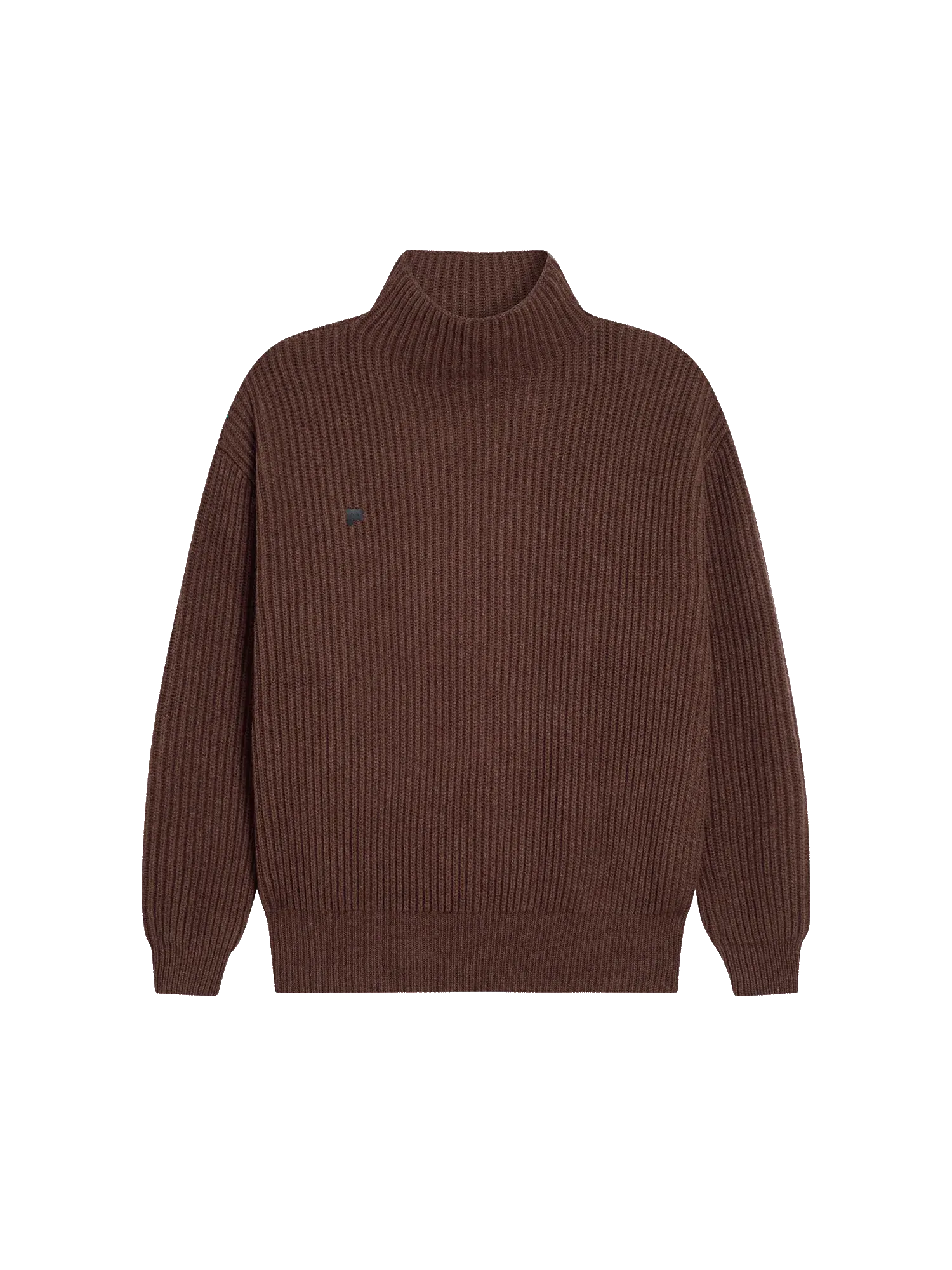 Recycled Cashmere Funnel-Neck Sweater—chestnut brown