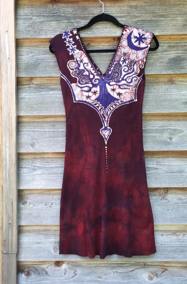 Red Heart Root Tree Organic Cotton Batik Dress